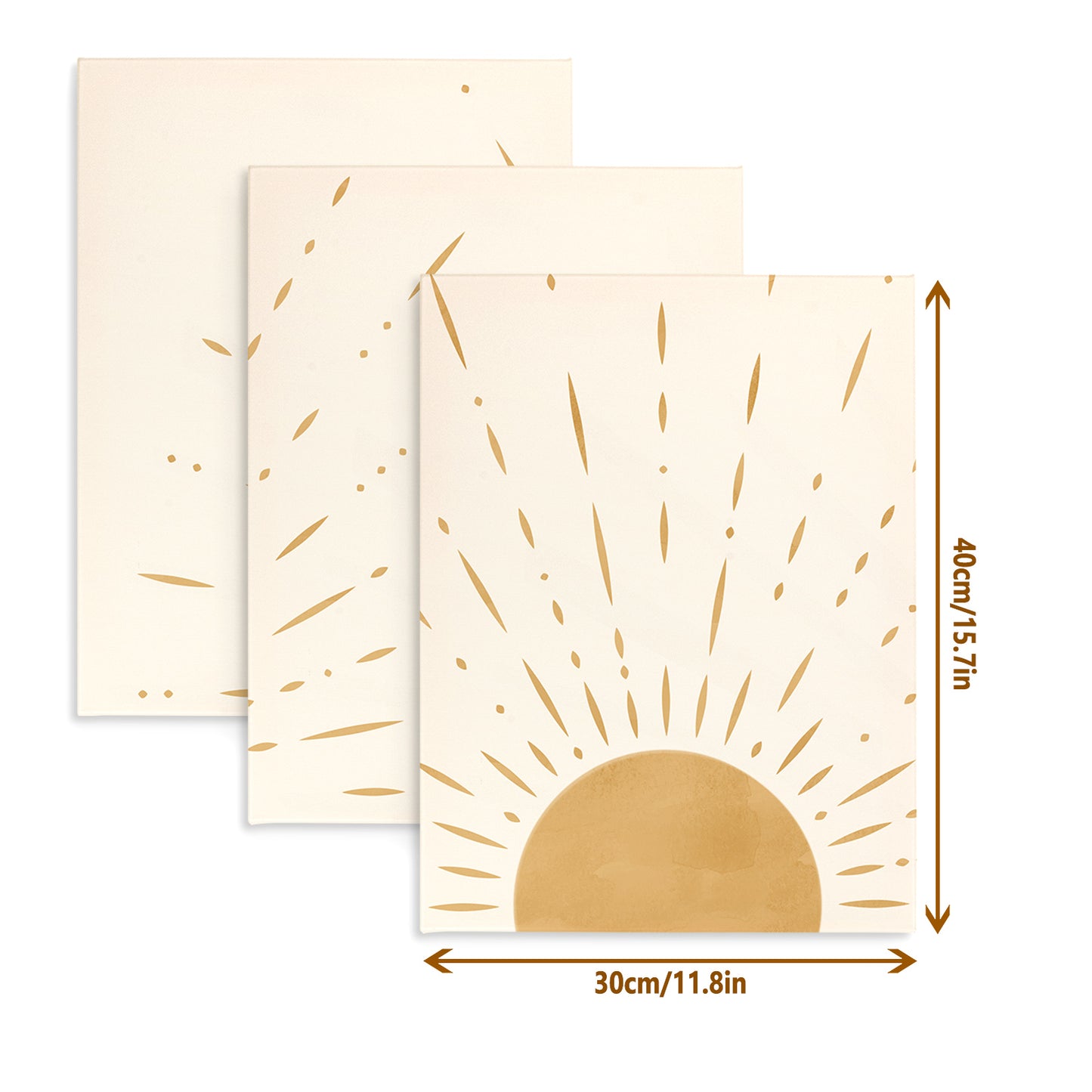 Boho Minimalist Wall Art Set of 3 Sun Rising on the Horizon