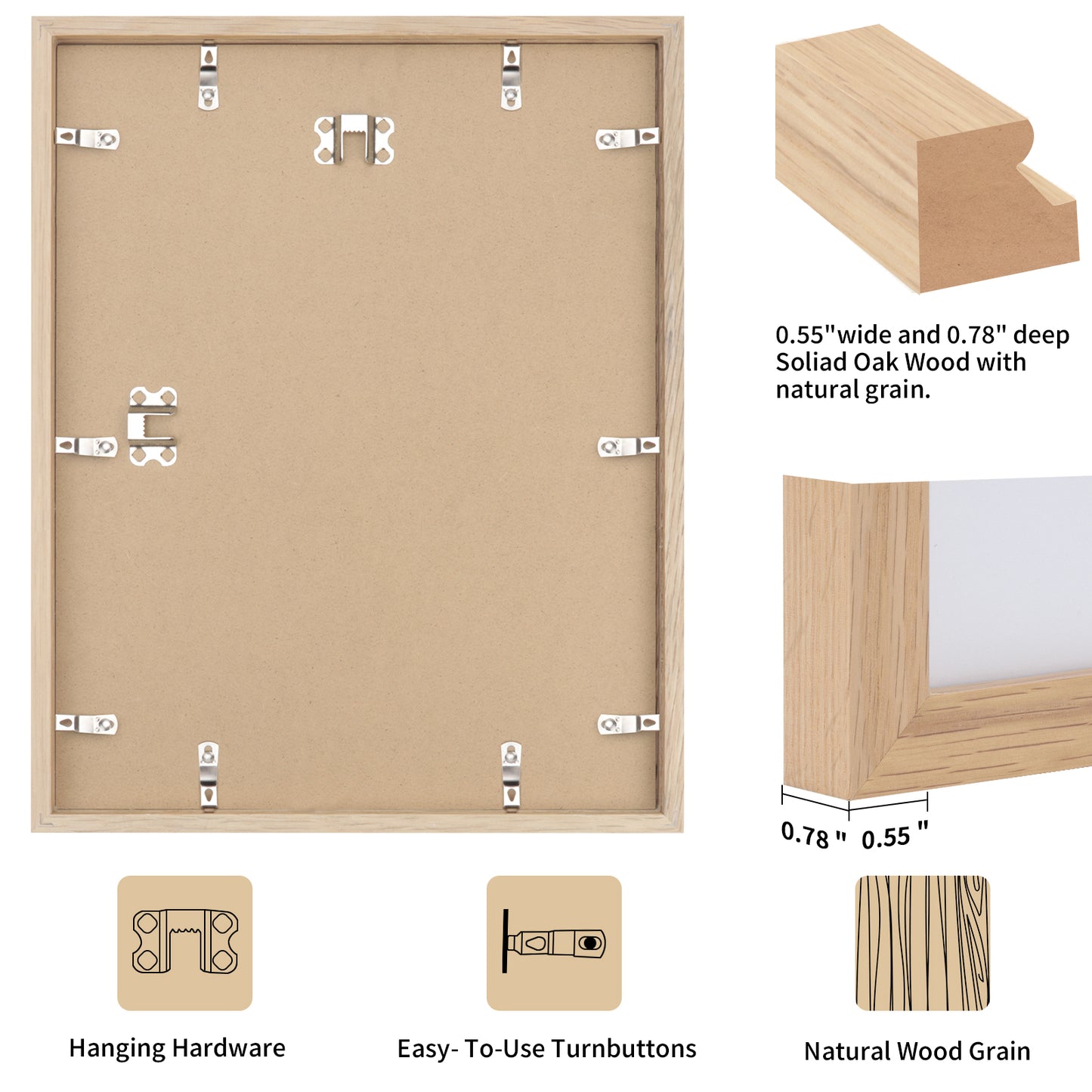 Oak Wood Picture Frame - 8x10,11x14,12x16,16x20