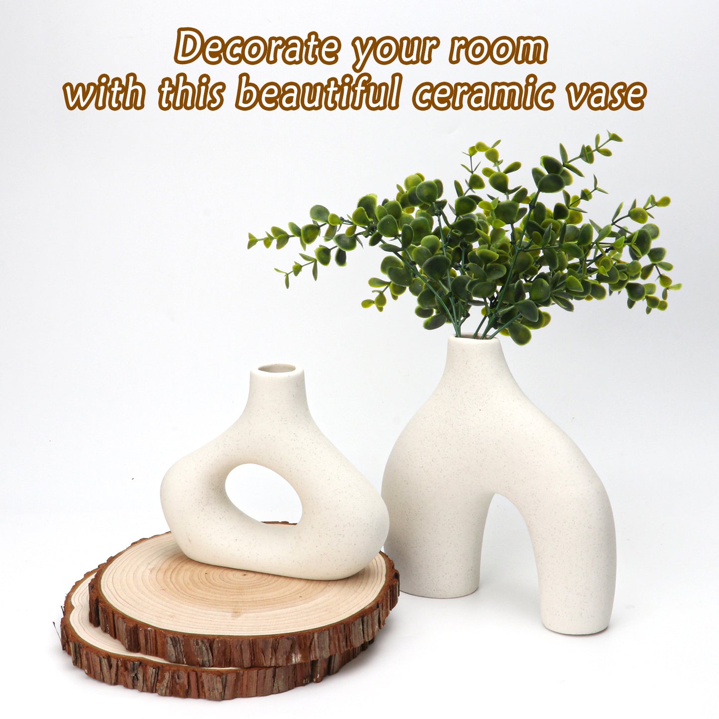 White Ceramic Vases - Modern Round Matte Donut Design