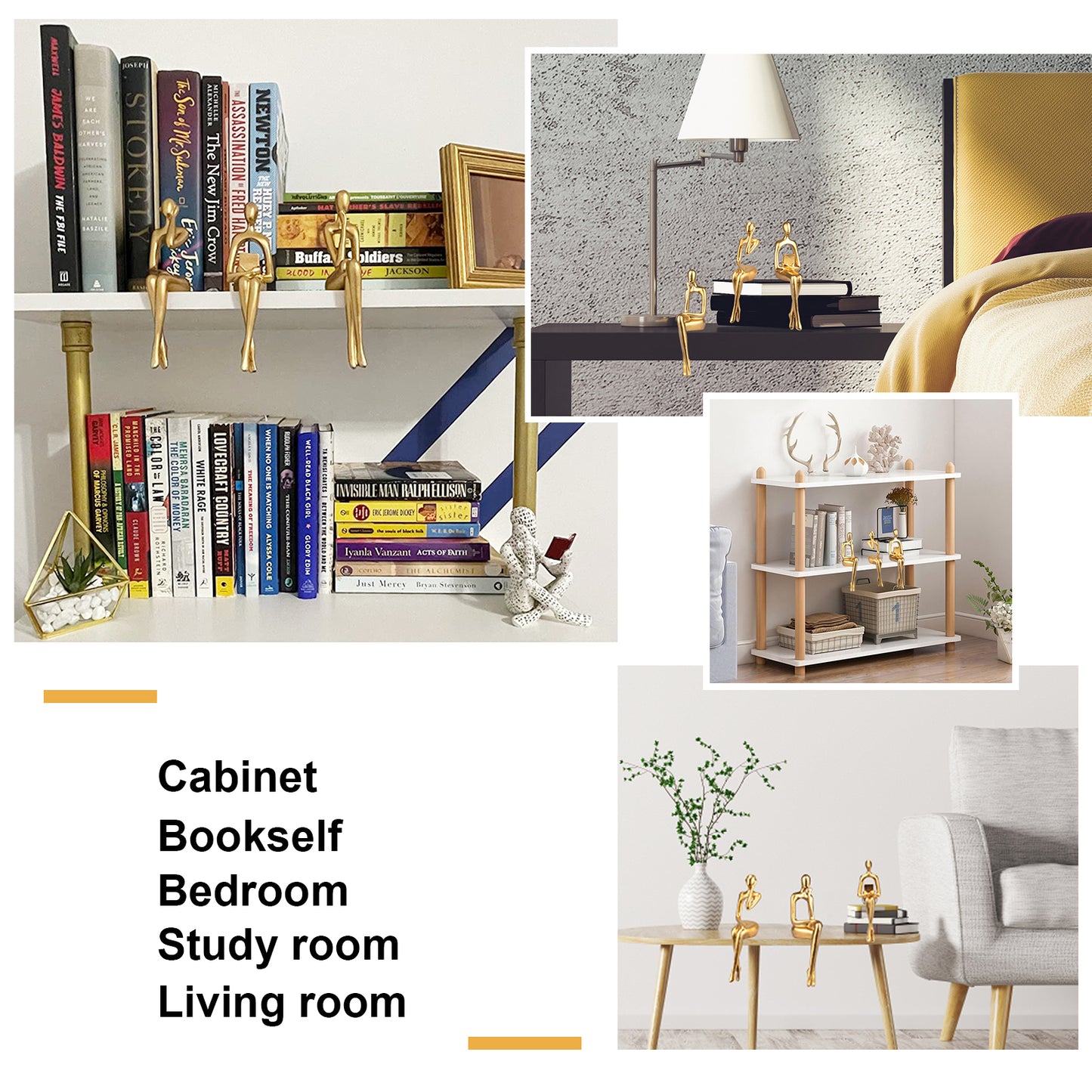 odern Golden Bookshelf Decor Set of 3