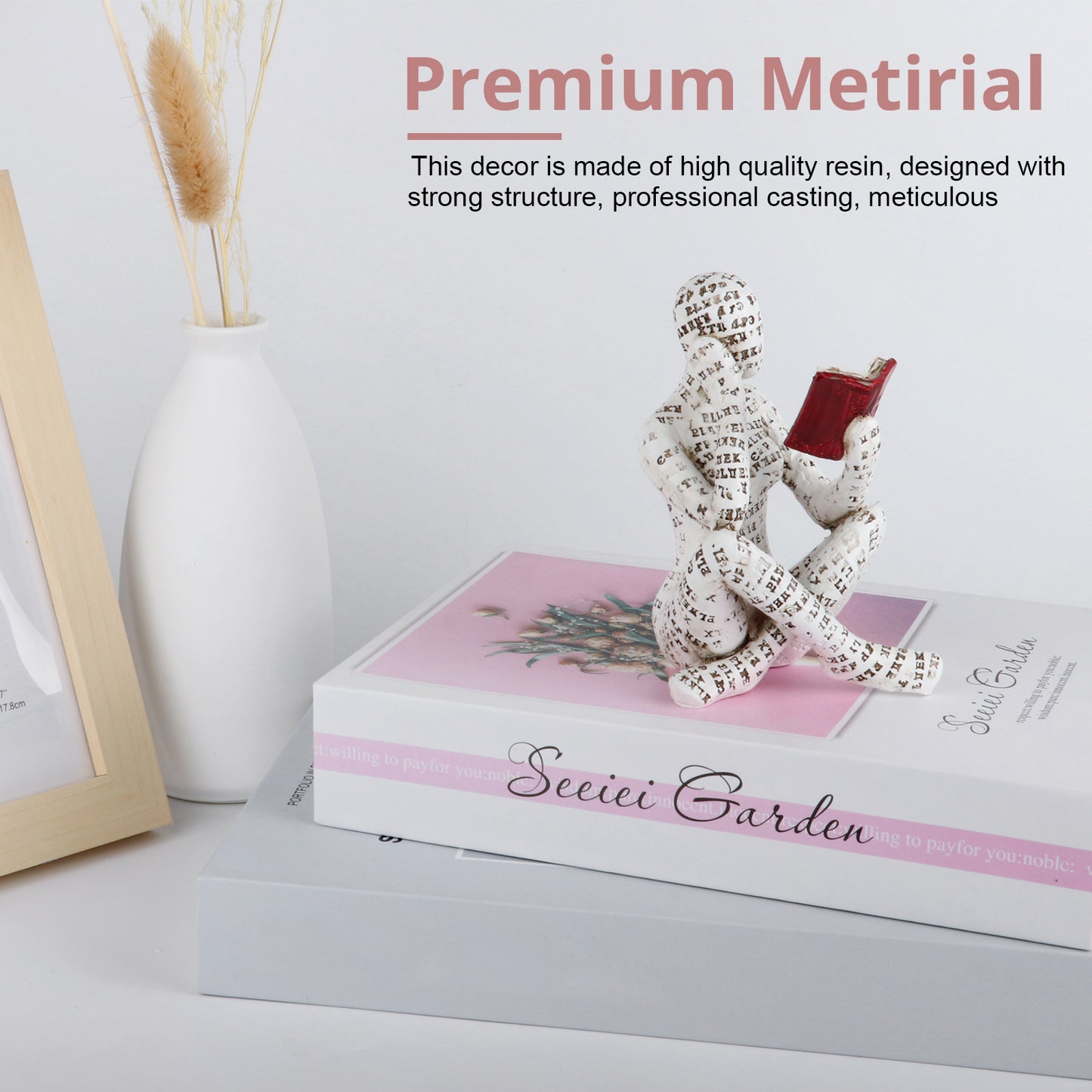 Reading Women Figurine Sculpture Thinker Statue