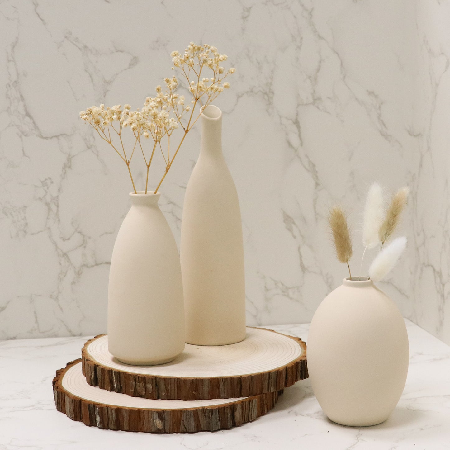 White Ceramic Vase, Small Pampas Grass Flower Vases