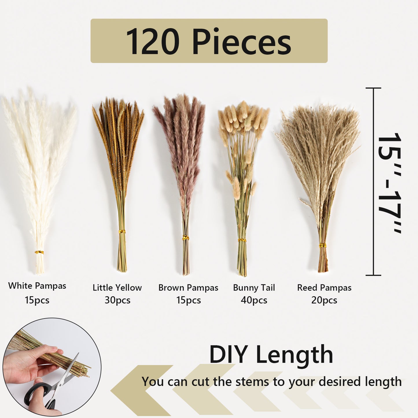 120Pcs Dried Pampas Grass Decor