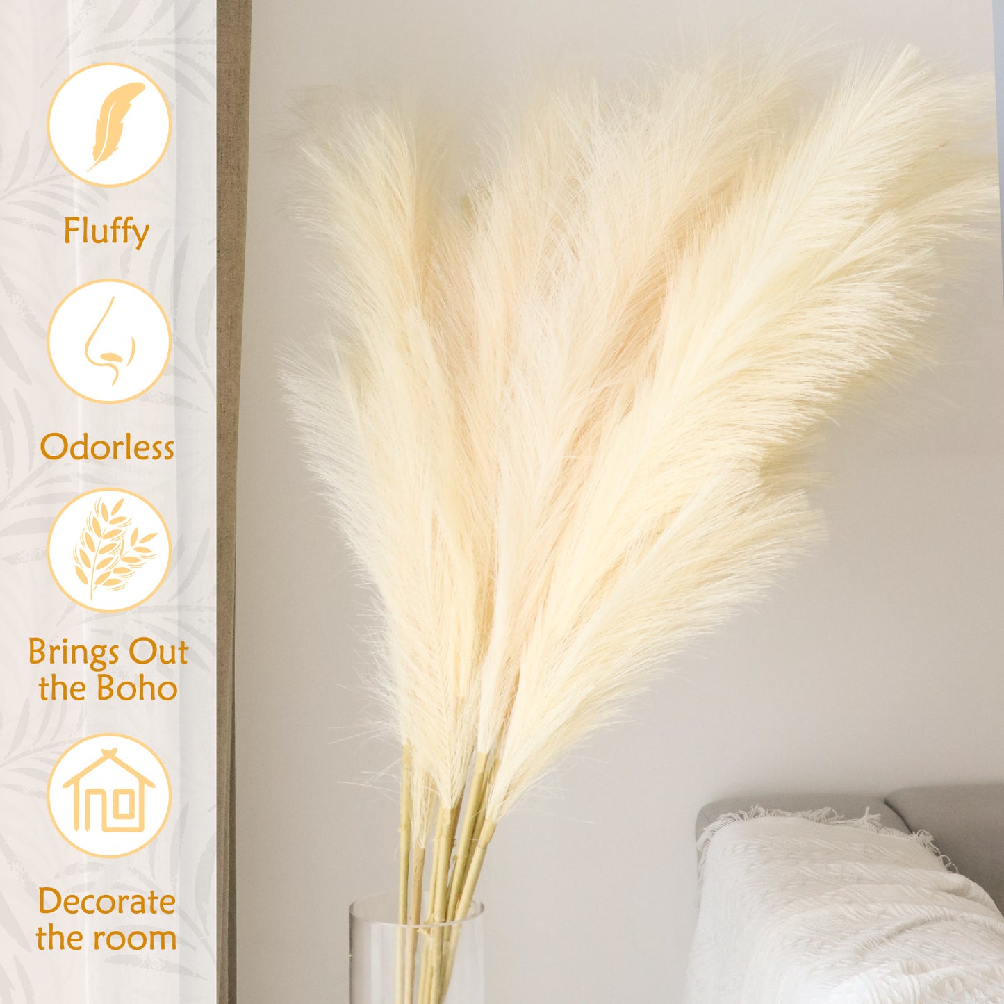 8 PCS Faux Pampas Grass Decor Tall