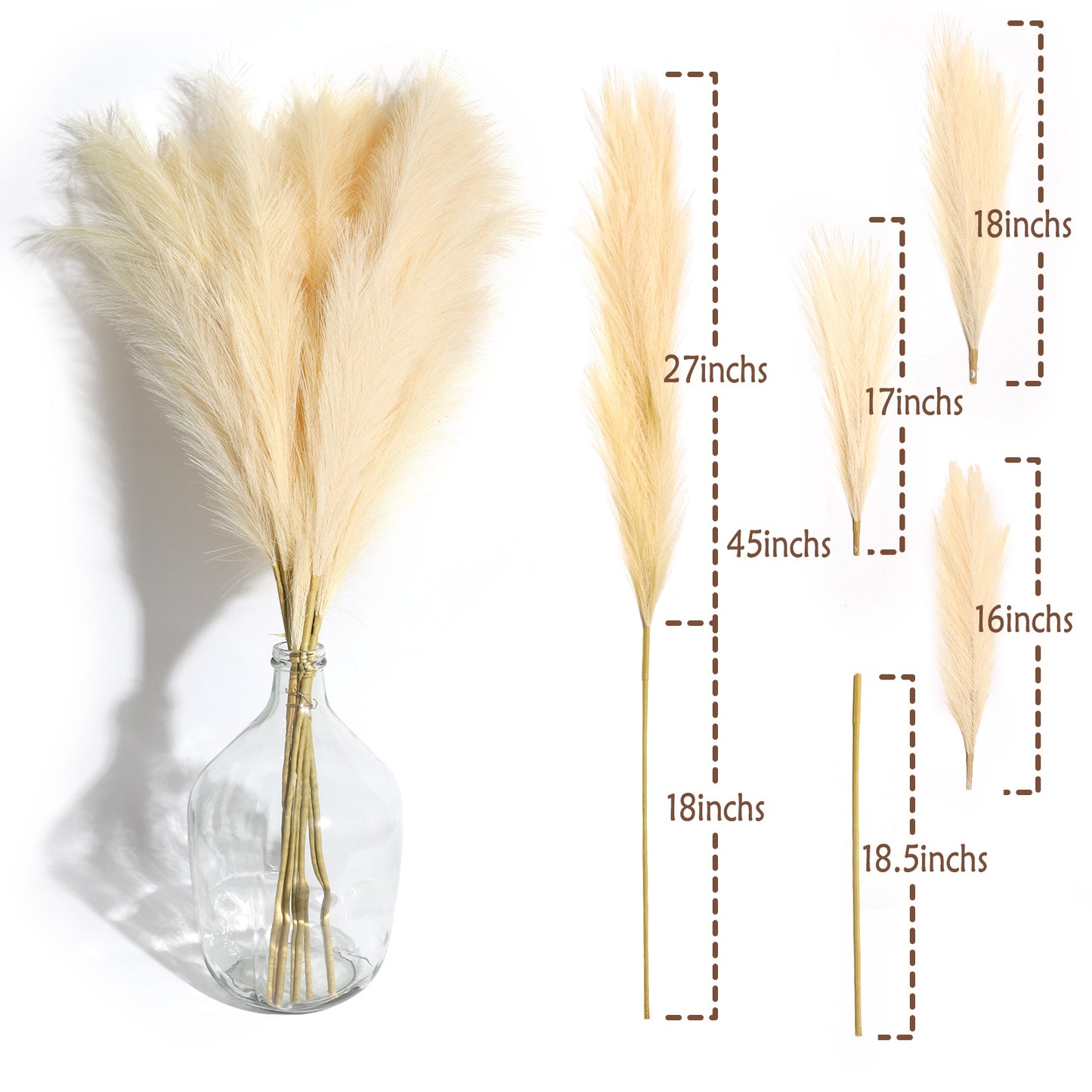 8 PCS Faux Pampas Grass Decor Tall